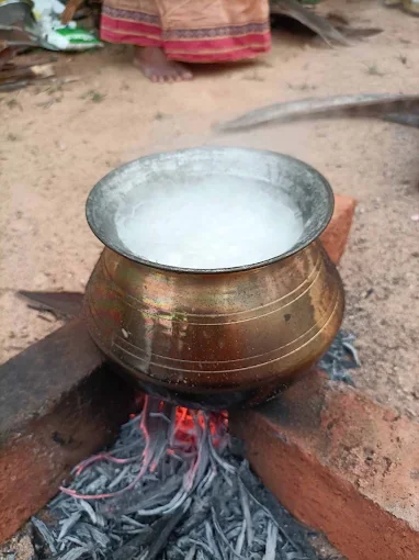 An offering simmering over a wood fire